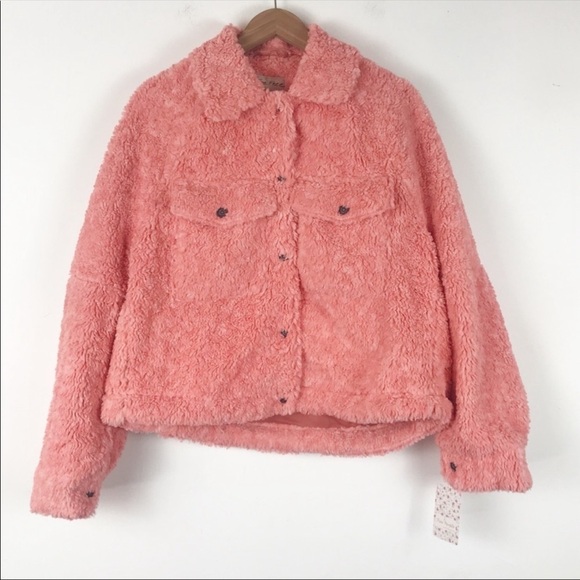 NWT Free People Pink Teddy Cropped Jacket Size Small - Picture 7 of 13